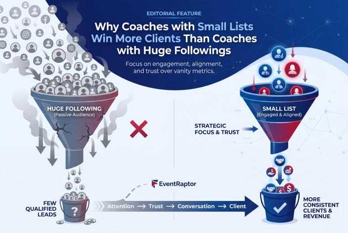 Feature graphic for Why Coaches with Small Lists Win More Clients Than Coaches with Huge Followings. Learn why a smaller engaged list can create more qualified coaching clients than a large audience that never converts.