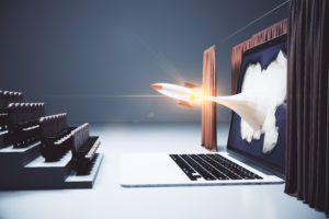 rocket in laptop screen